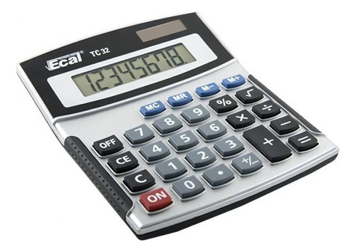 Calculadora Ecal Tc-32 8 Digitos Mediana Color Negro/Plata