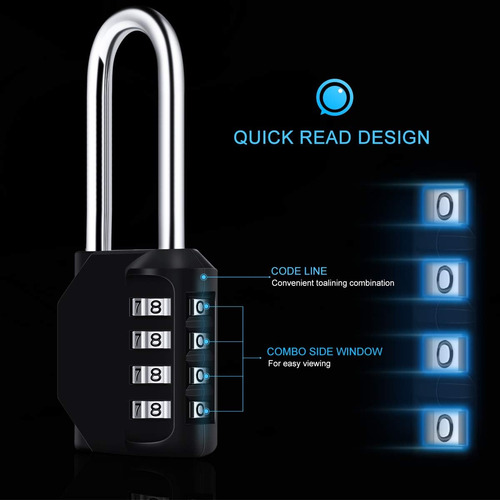 Candado De Combinación De 4 Dígitos Impermeable De 2.6 Pulga