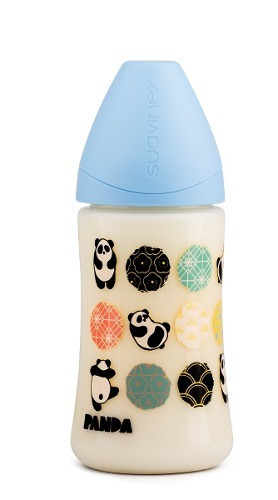 Biberón Suavinex Latex 270ml Panda Azul  Bebés Y Niños