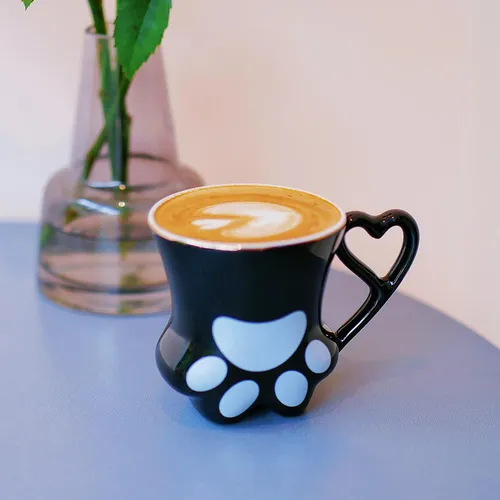 Taza Pata De Gato Con Cuchara (negro)
