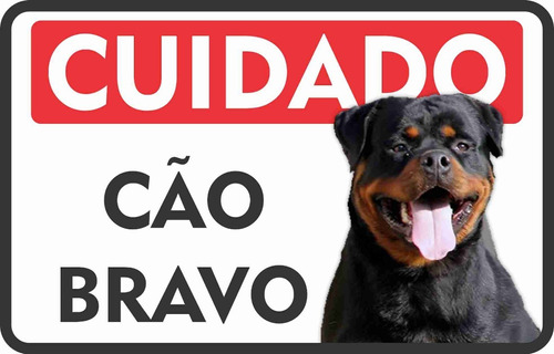 Placa Em Pvc Pitbull Cão Bravo Portão Cachorro 18x25 Cm Pl05