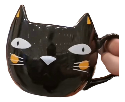 Taza Miniso Halloween Gato Negro Ojos Nariz Brilla Oscuridad