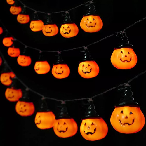 20 Luces Cadena Led Decoracion Calabaza Halloween 3 M