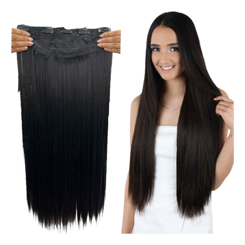 Cabelo Aplique Tic Tac 100% Orgânico 70cm Cor Castanho_medio_liso_#4