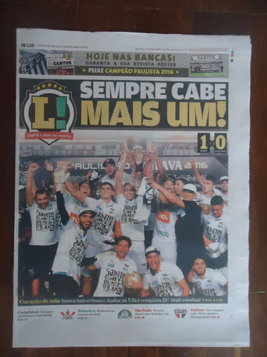 Santos Paulista 2016 Jornal Diário Lance - Poster Interno