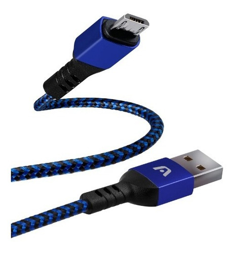 Cable Micro Usb De Nylon Azul Argom Tech 1.8mts Carga Rápida
