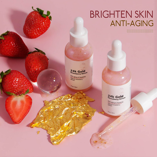 24k Golden Foil Strawberry Liquid Brightens, Darkens, Lighte