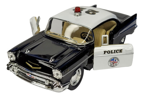 Miniatura Carrinho De Ferro 1957 Chevrolet Bel Air Policia Cor Bel Air Policia Preto