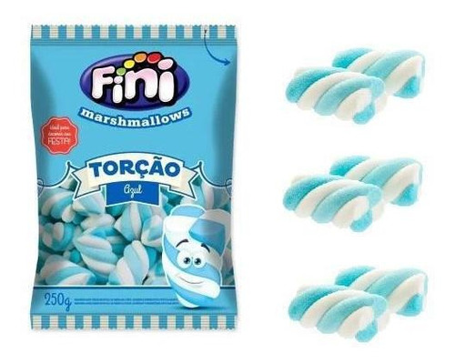 Kit 5 Pacotes De Fini Marshmallow Torção Azul E Branco 250g