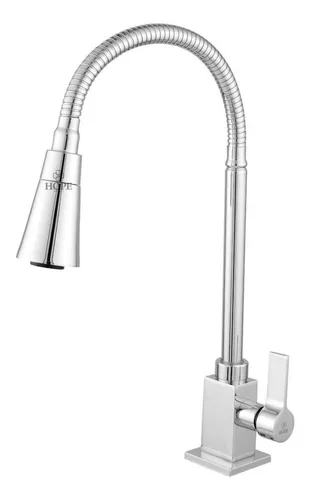 Torneira quadrada de metal gourmet cozinha bancada com ducha cor cromada ecoÁgua Hope Metais