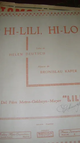 Partitura Piano Hi-lili, Hi-lo Musica De La Pelicula Lili (Usado)