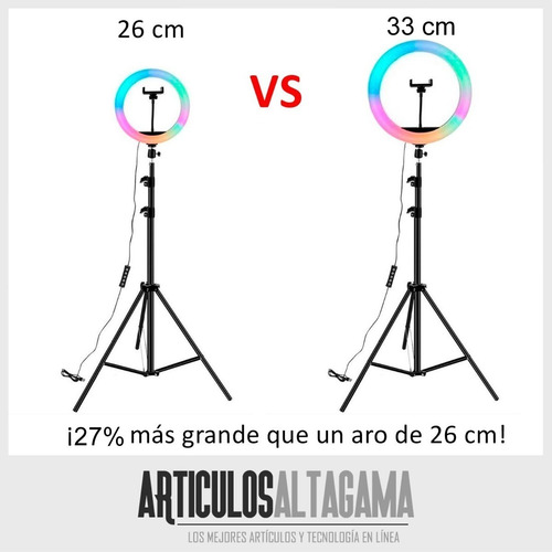Imagen 8 de 9 de Aro De Luz Rgb Led Flash 33 Cm Fotografía Selfie + Trípode