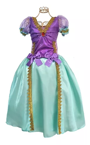 Vestido Fantasia Infantil Princesa Sereia Ariel + Acessórios