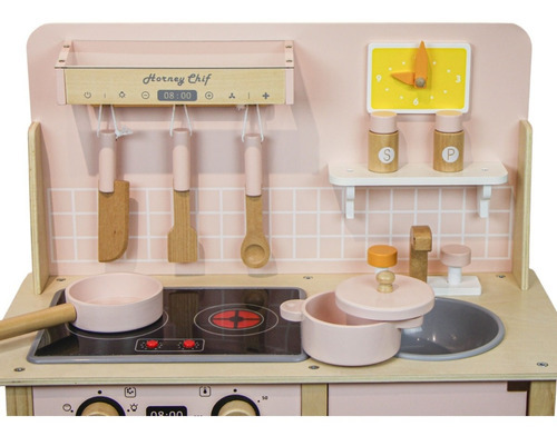 Cozinha Infantil De Madeira Iantil Completa Cor Rosa Modali Baby