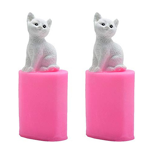 2 Moldes De Silicona Para Velas De Gatito, Tamaño Pequeño, 3