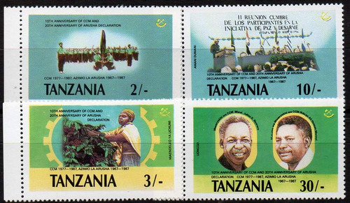 Tanzania 1987. Serie Completa Nueva De Paz Y Desarme (4)