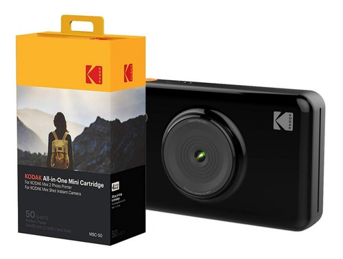 Cámara Instantanea Kodak Mini Shot Bluetooth Negra + Pack 50