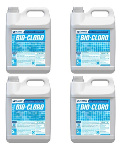 Cloro Desinfectante Hipoclorito Sodio Thamesx5lt Biocloro X4