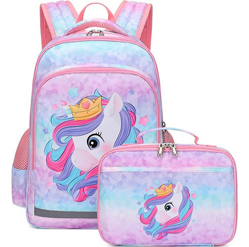 Mochila Escolar Con Lonchera Unicornio Grande Teletiendauy