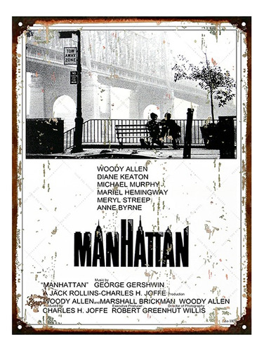 Cartel De Chapa Deco Vintage Manhattan Woody Allen M957