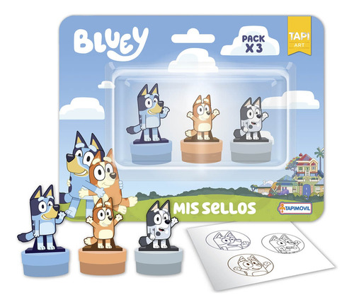 Sellos Pack X3  Bluey Bingo Muffin Sellitos 3 Figuras