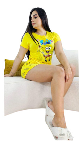 Pijama Bob Esponja Short Y Blusa Comoda Y Suave Stretch 