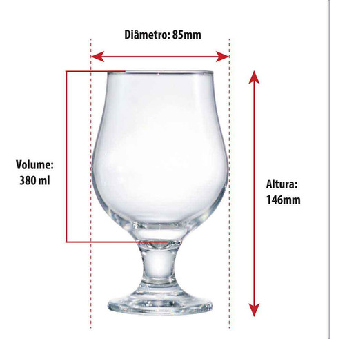 Taça de Vidro Para Cerveja Beer Master 380ml, Ruvolo