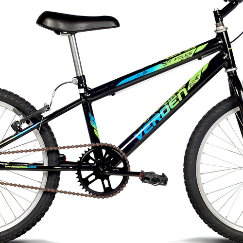 Folks Preta Com Verde Aro20 Bicicleta - 10468