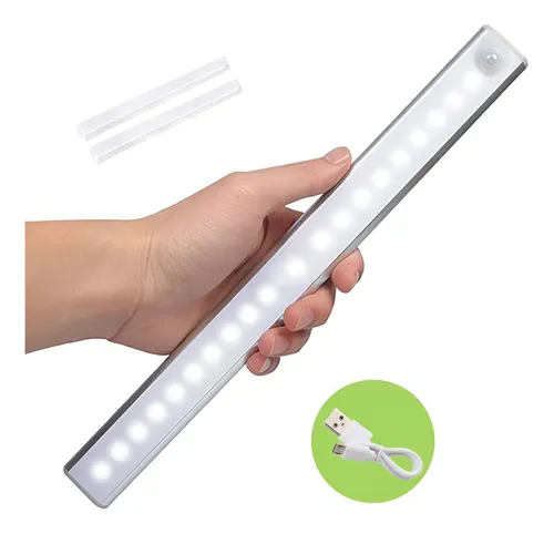 2 Luminaria 20cm Lampada 14 Led Sensor Presença Recarregavel