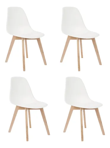 Juego De Comedor Mesa Eames + 4 Sillas Estocolmo Tu Idea Blanco