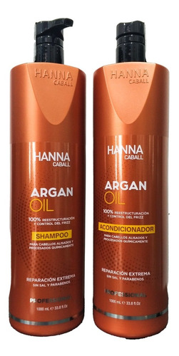 Shampoo Y Acondicionador Hanna Caball Aceite De Argan 1 Lt