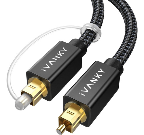 Cable De Audio Óptico Ivanky Largo De 1.8m, De Nailon, Negro