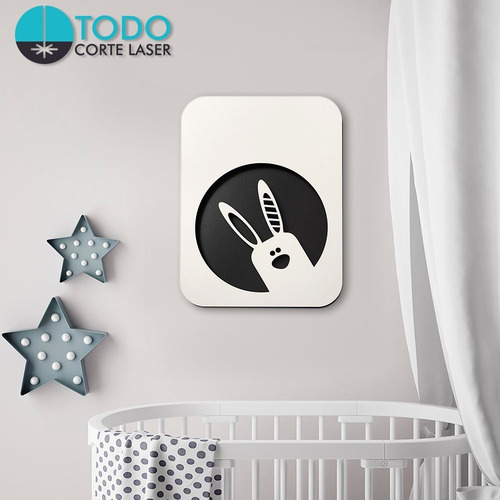 Imagen 2 de 5 de Cuadro Decorativo En Madera Calada Conejo Mural