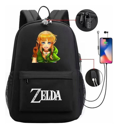 Mochila Anti-roubo The Legend Of Zelda, Bolsas Escolares Cas Cor Link -8