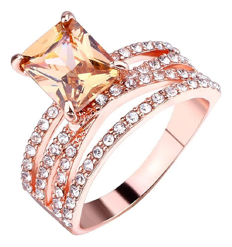 Sparkling Women 18k Gold Filled Pink Gemstone Cut 5ct Cubic