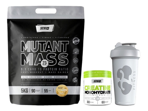Mutant Mass 5 Kg Star Nutrition + Creatina 300 Gr +vaso