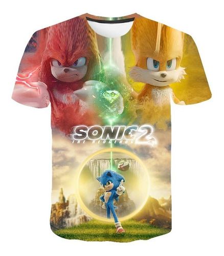 Polera Niño O Niña Diseño Sonic Tela Dry Fit. Poliéster. 