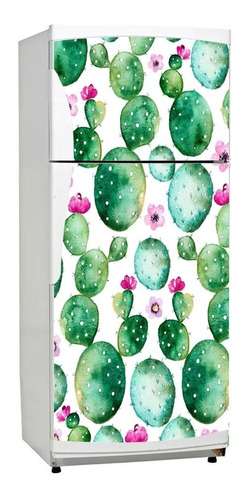 Vinilo Decorativo Heladera Tunas Cactus Flores Flor