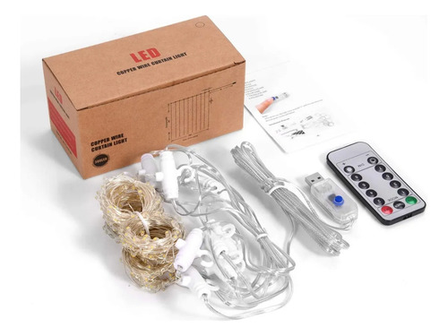 300 Led Luces De Cortina , 3Mx3M Impermeable Iluminación,uces De Cortina De Navidad Blanco Cálido Con Gancho, 8 Modos de Luces con Control Remoto, Cadena de Luces, Decoración para Dormitorio, Fiestas,