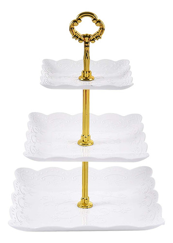 Soporte Para Cupcakes, Bandeja Decorativa Oro Blanco