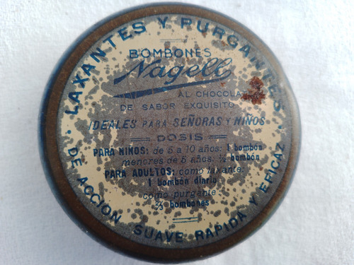 Antigua Lata Litografiada Bombones Laxantes Purgantes Nagell (Usado)
