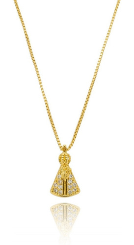 Imagem 1 de 4 de Gargantilha Colar Feminina Banhada Ouro Nos. Sra. Aparecida