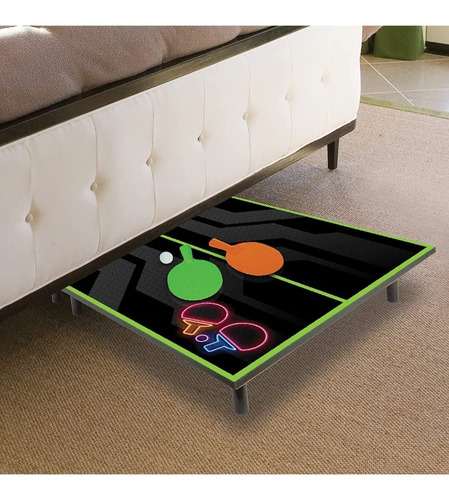 Juego De Mesa Ping Pong Con Luces Neon 100x50cm De Madera