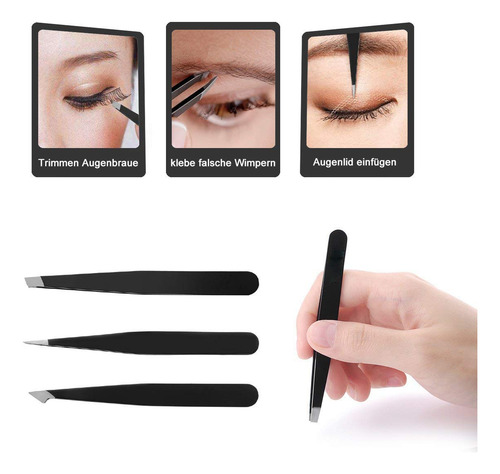 Set De 4 Pinzas Profesional De Acero Inoxidable Para Cejas