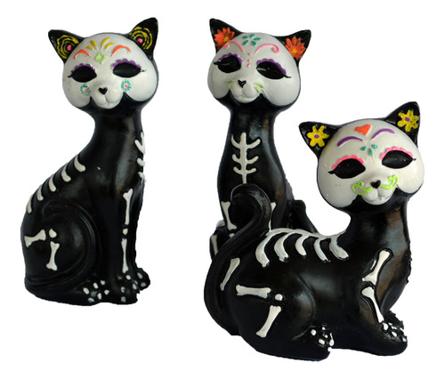 Gatos Catrina Figuras Decorativas Dia De Muertos Calavera