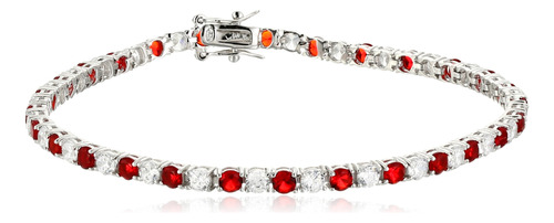 Pulsera Tenis De Plata Esterlina 925 Alternada Con Zirconia.