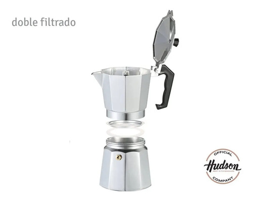 Cafetera Aluminio Pulido Hudson Tipo Italiana 6 Tazas | Cuotas sin interés