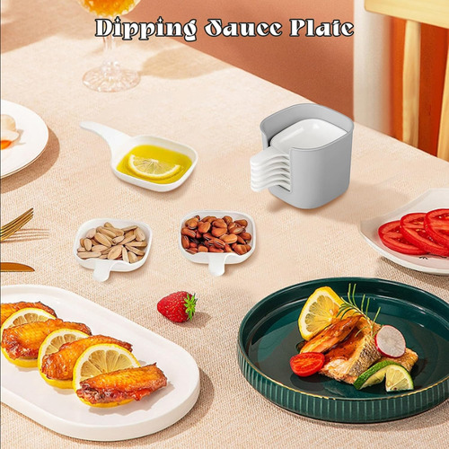 Juego De 6 Platos De Plástico Con Soporte Para Salsa