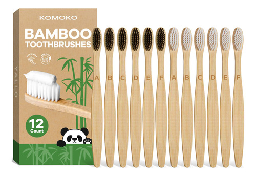 Komoko Cepillos De Dientes De Bambu (12 Unidades), Cepillos