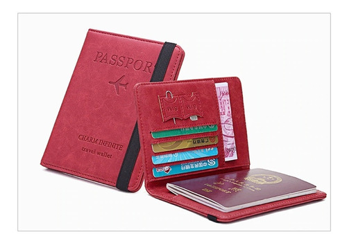 Funda Para Pasaporte Y Simcard Cuero Pu